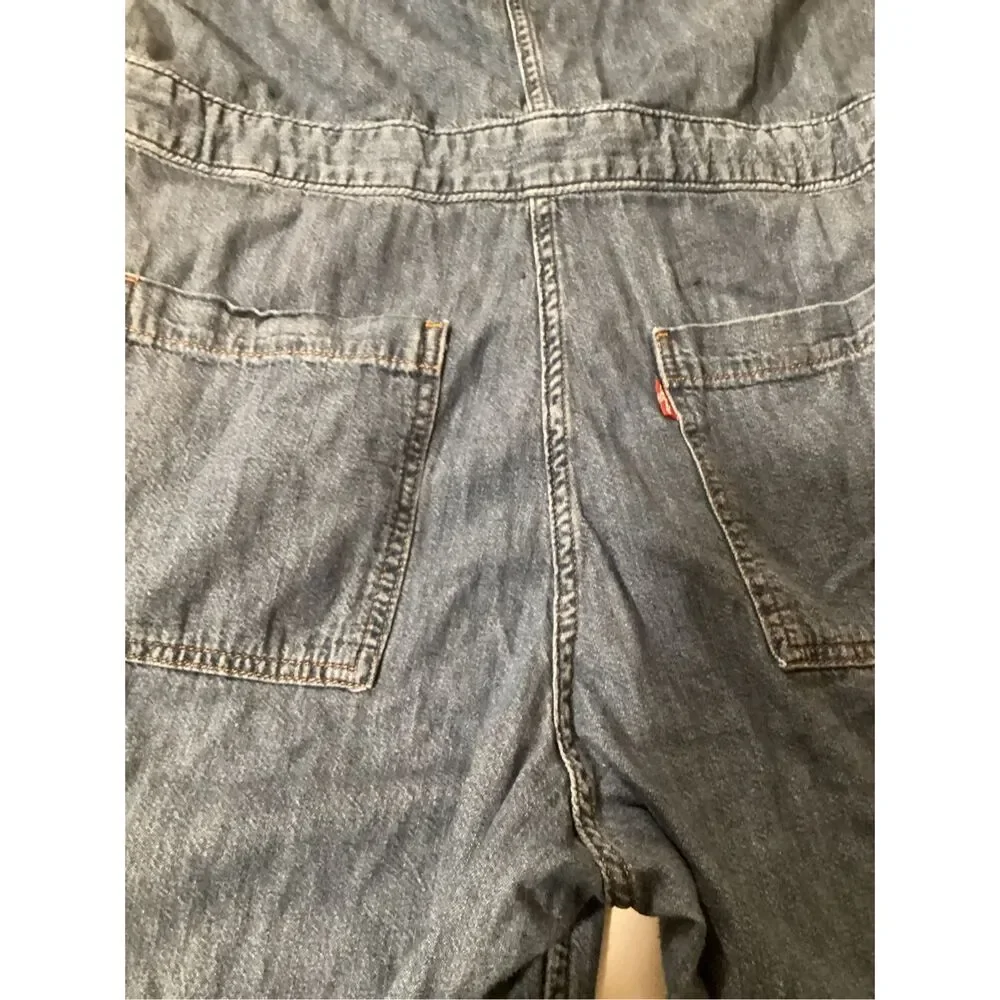 Levi’s Strauss Denim Jumpsuit Sz L Button Down Stretch - Picture 10 of 11